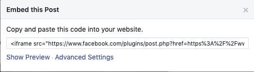 Use iframe to embed a facebook post