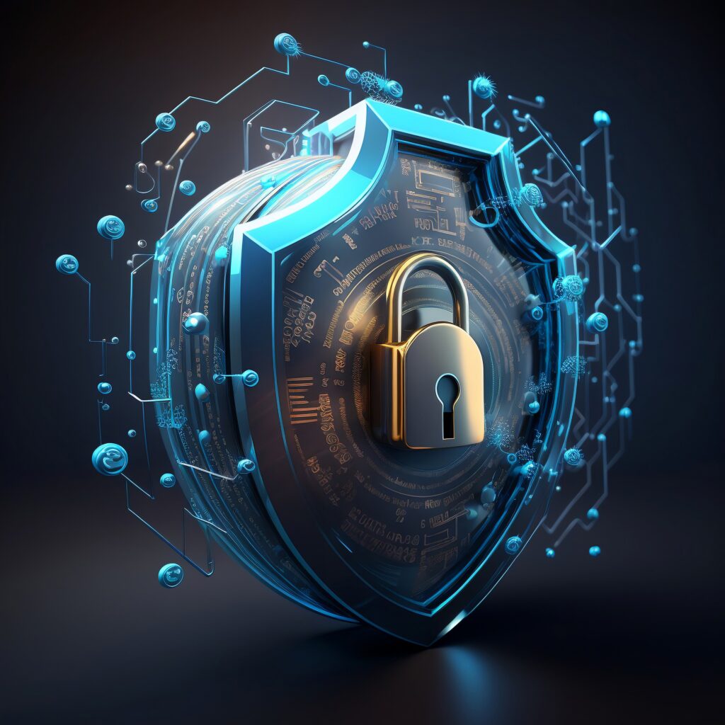 Cybersecurty image of lock and security seal