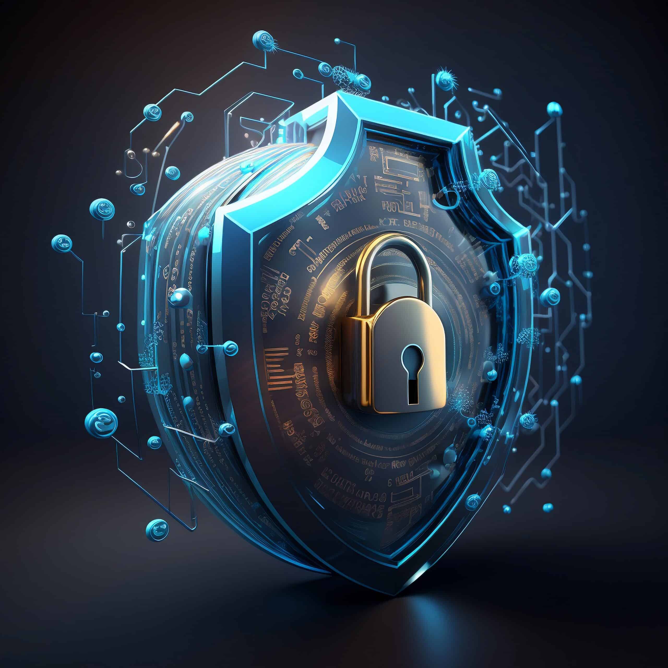 Cybersecurty image of lock and security seal